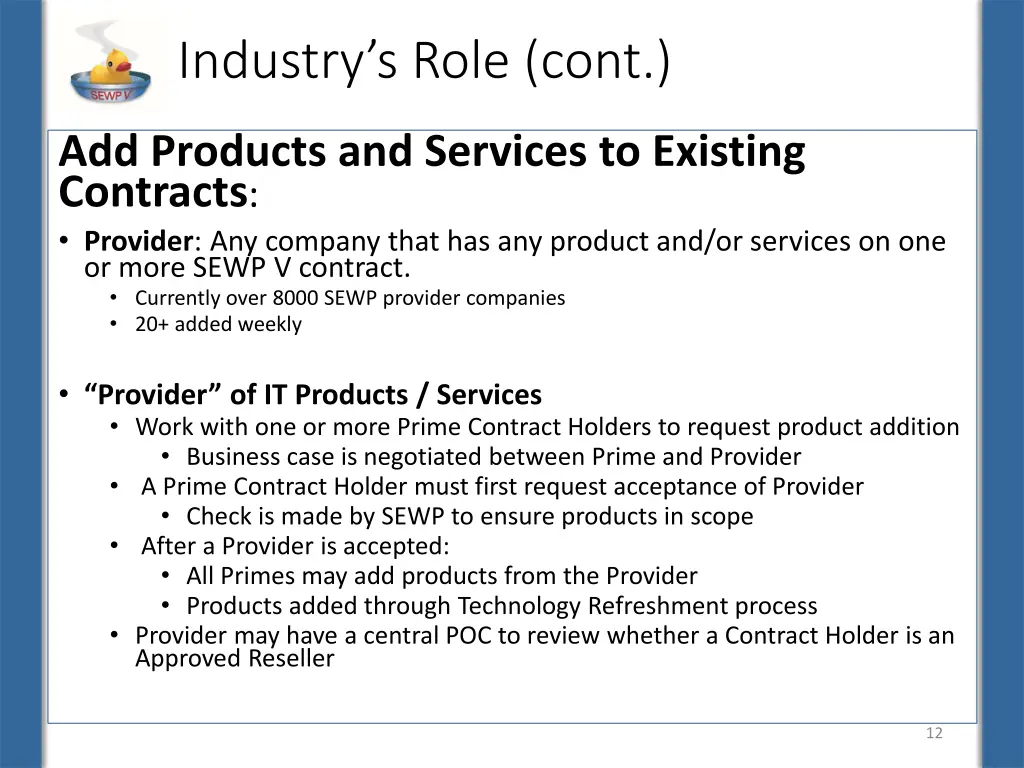 industry s role cont