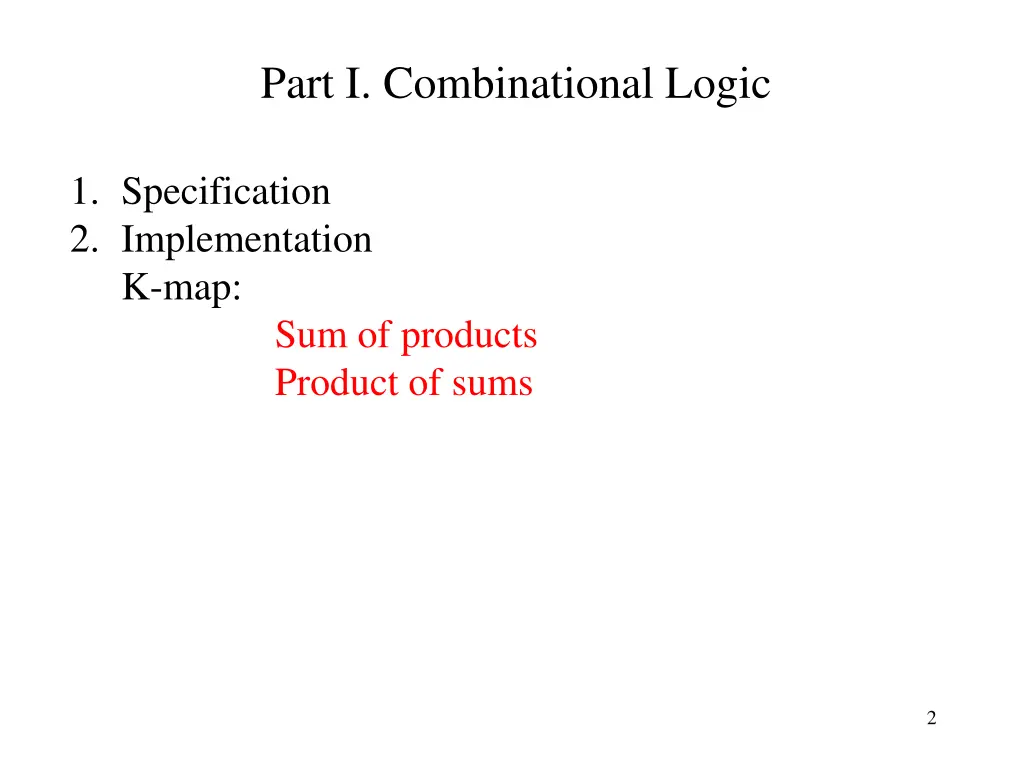 part i combinational logic