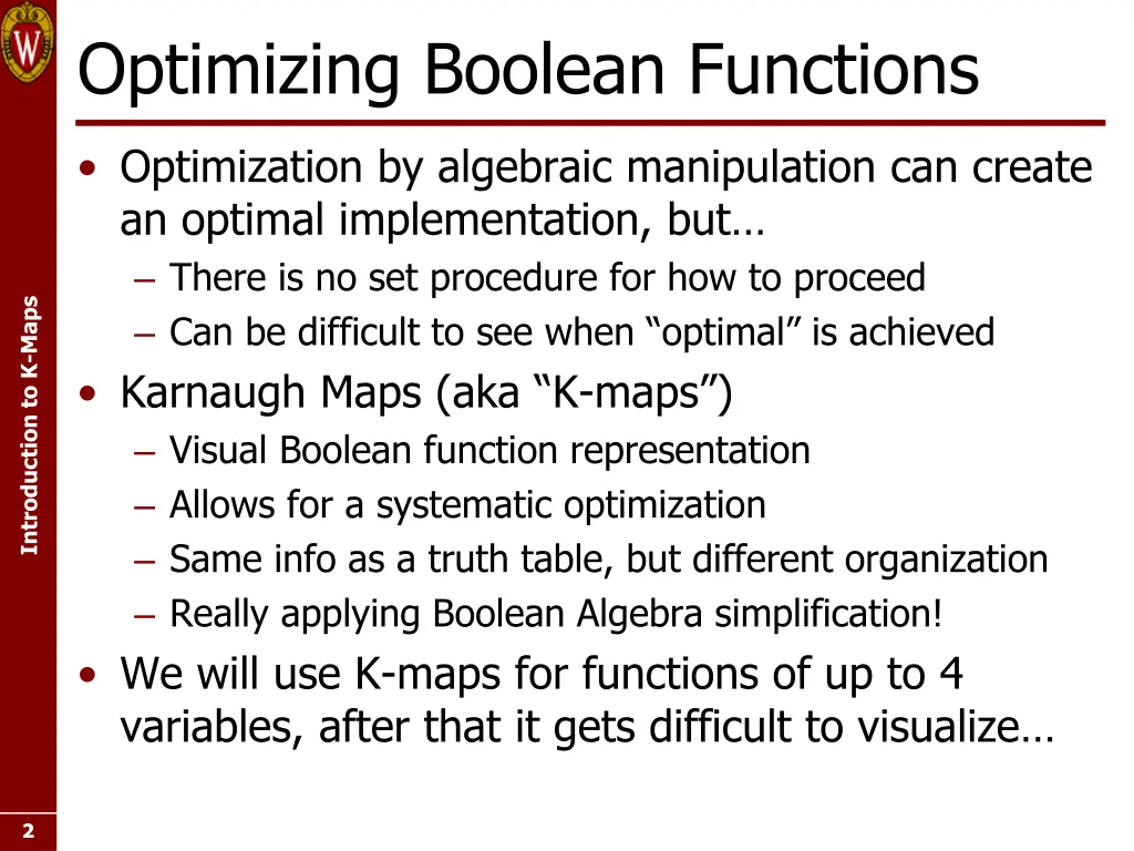 optimizing boolean functions