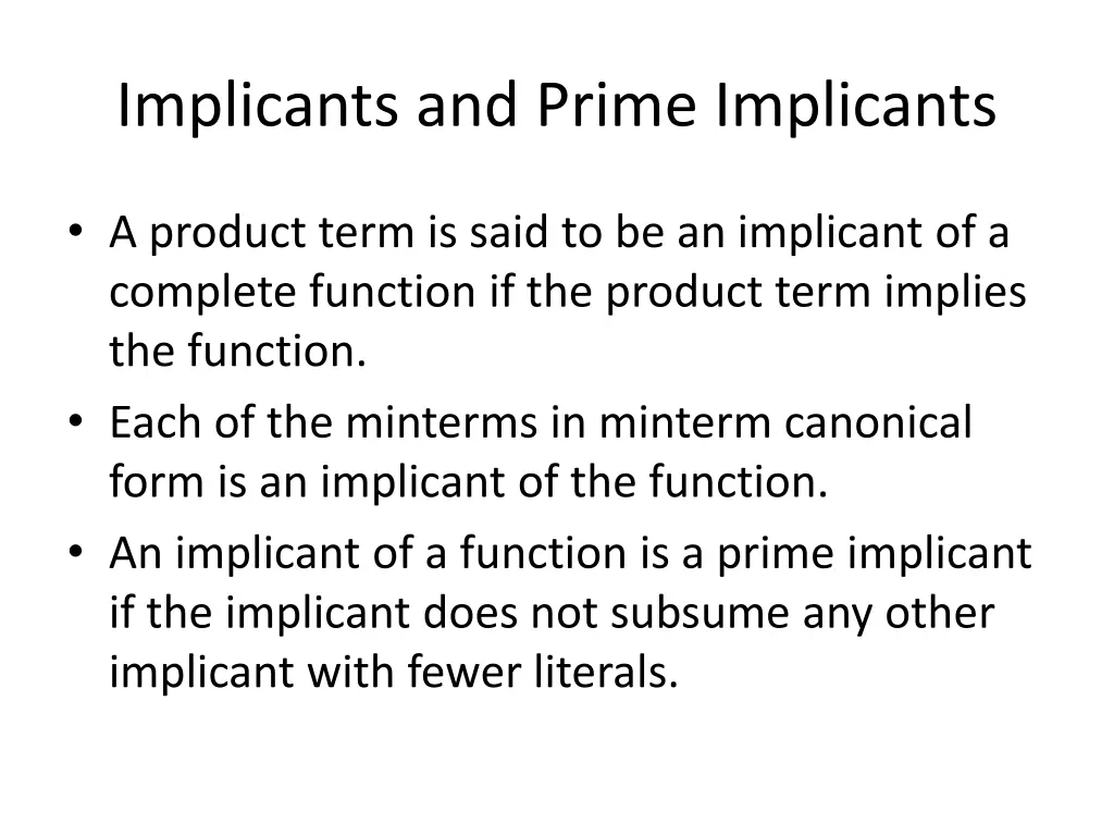 implicants and prime implicants