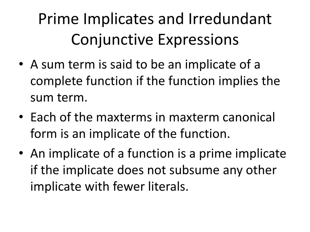 prime implicates and irredundant conjunctive