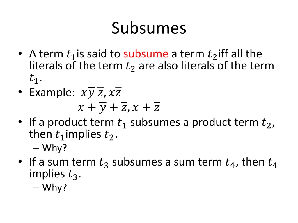 subsumes