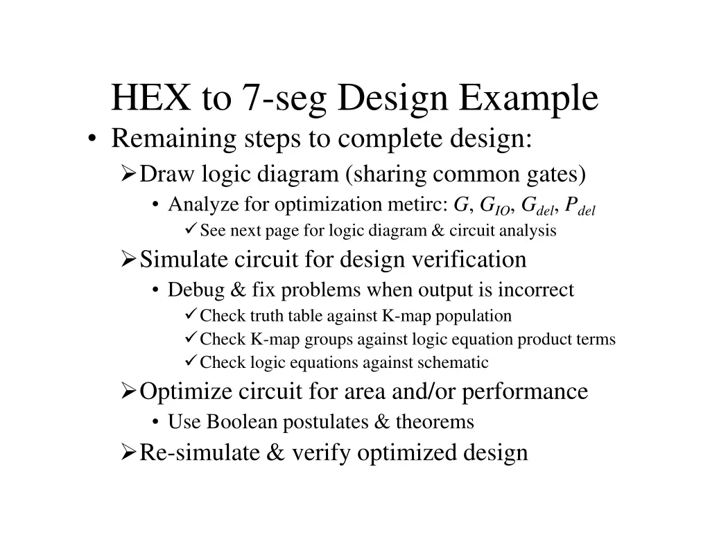 hex to 7 seg design example remaining steps