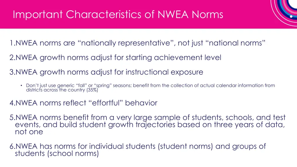 important characteristics of nwea norms