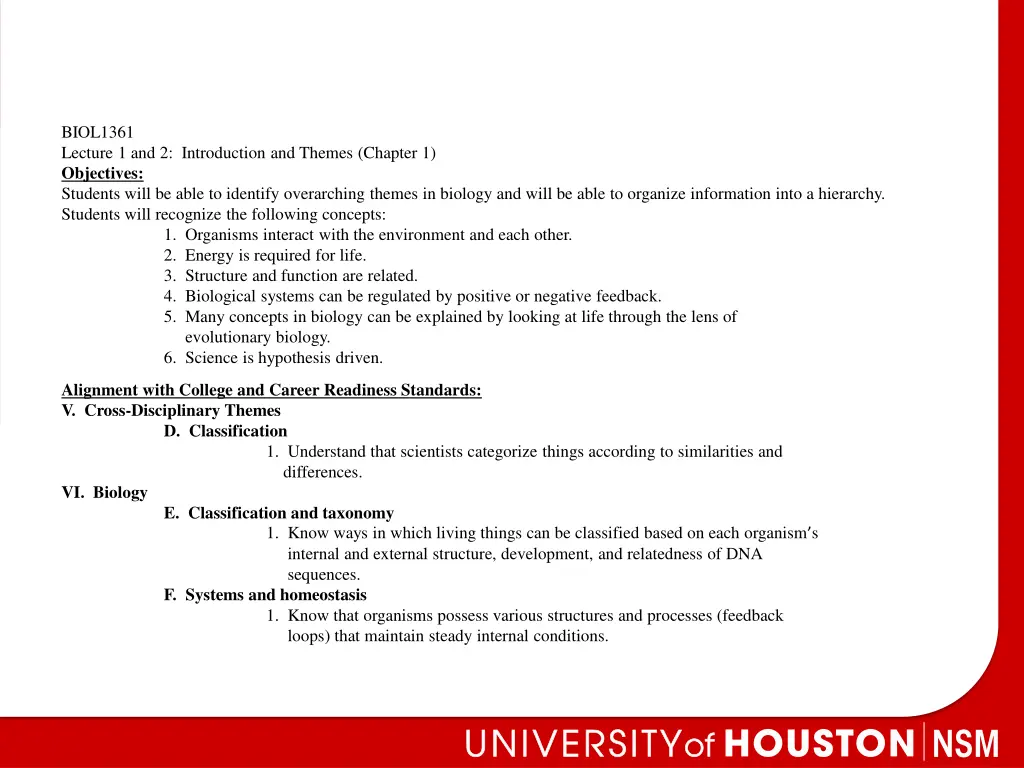 biol1361 lecture 1 and 2 introduction and themes