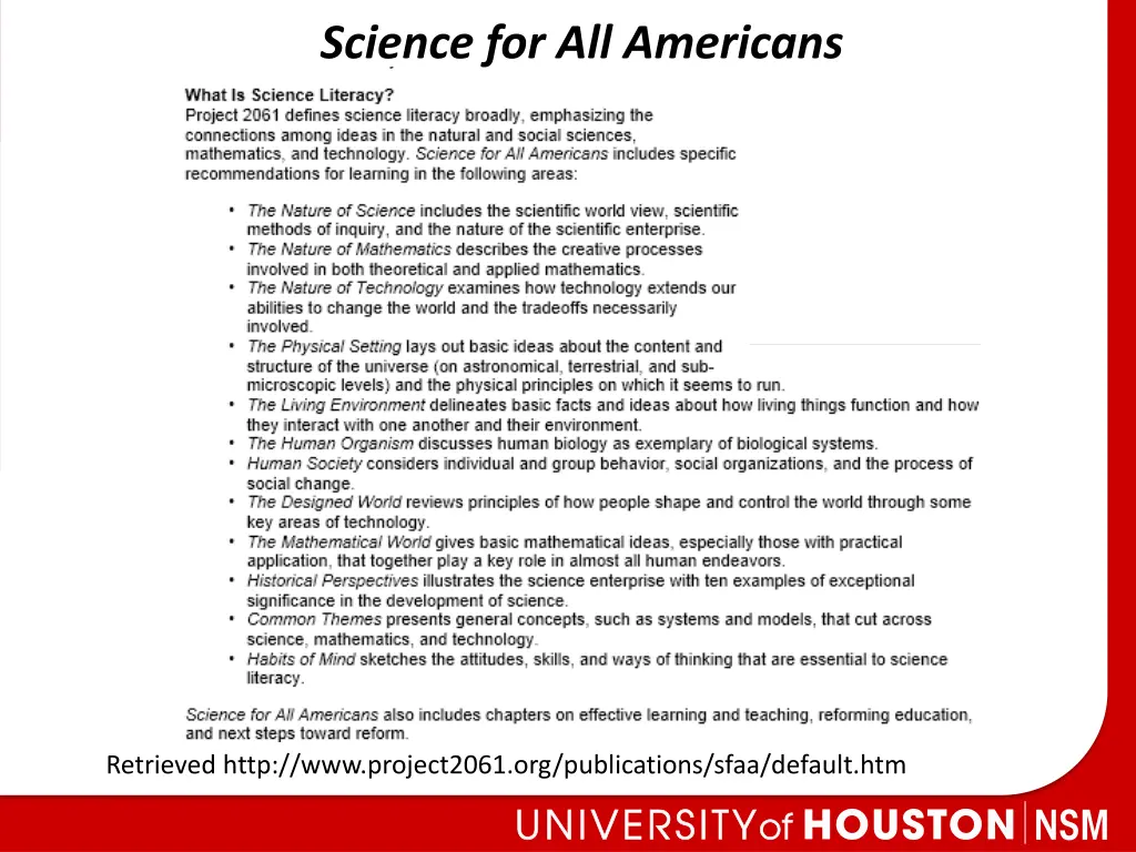 science for all americans