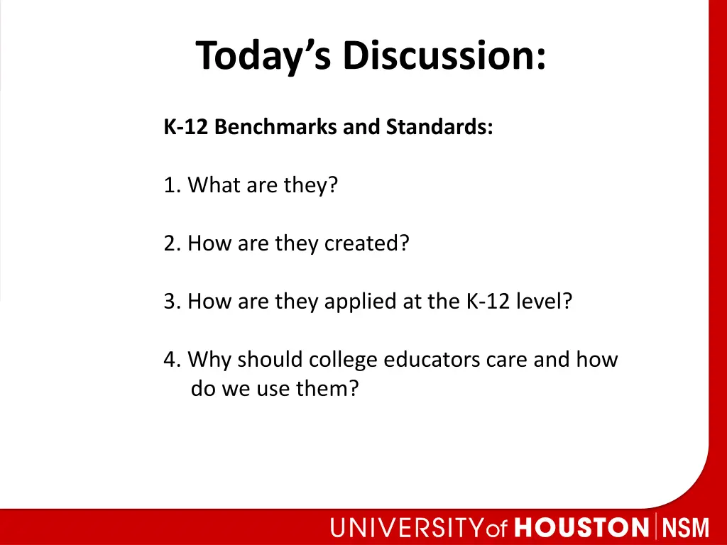 today s discussion