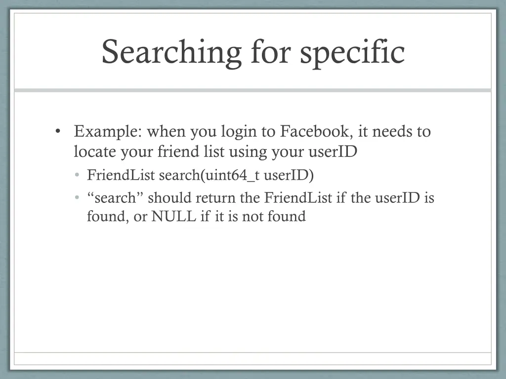 searching for specific
