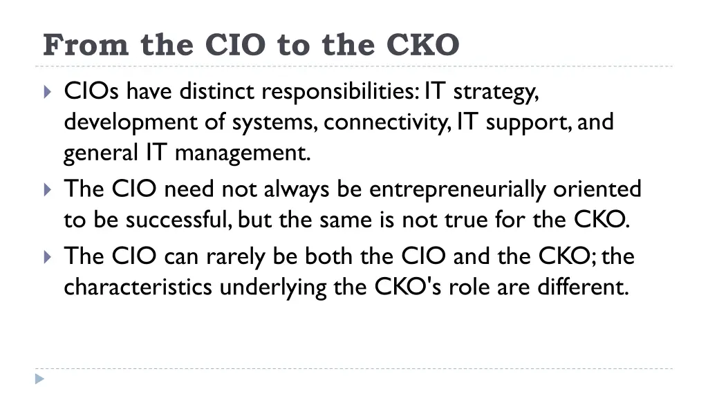 from the cio to the cko