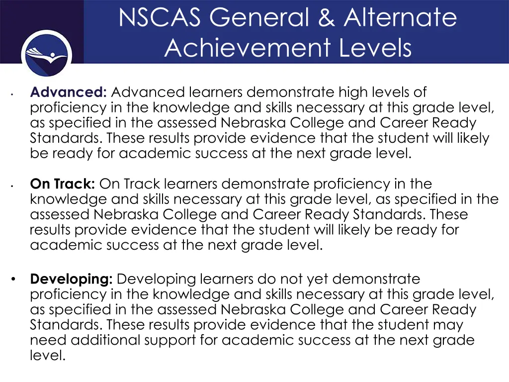 nscas general alternate achievement levels 1