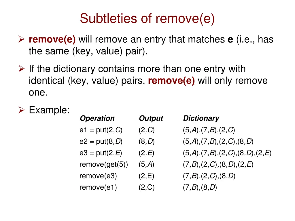 subtleties of remove e
