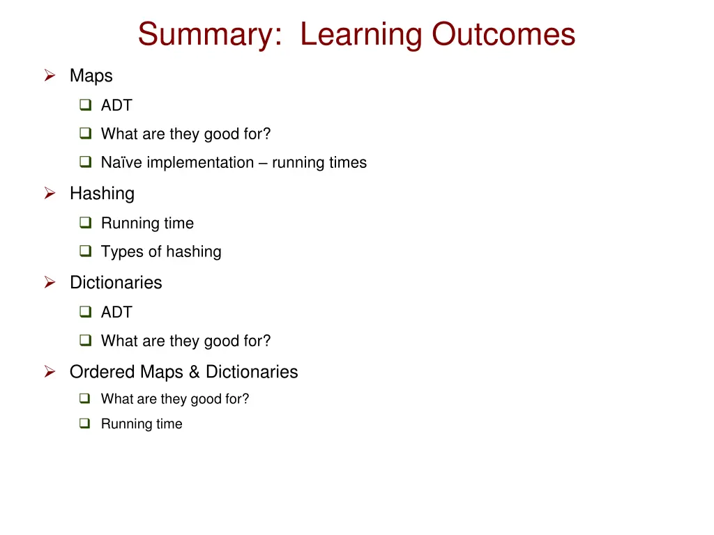 summary learning outcomes