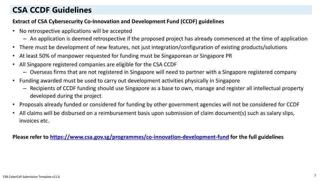 csa ccdf guidelines