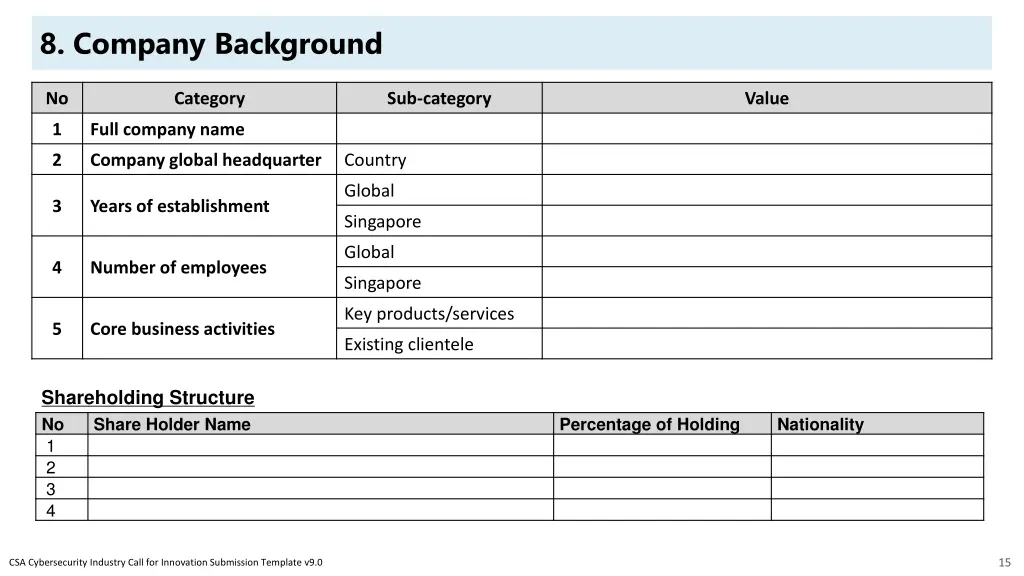 8 company background