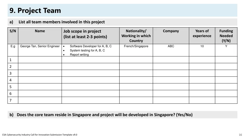 9 project team