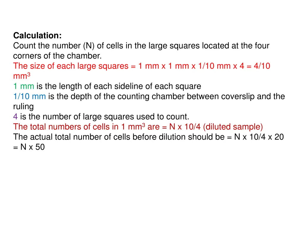 calculation count the number n of cells