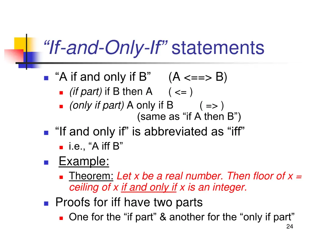 if and only if statements