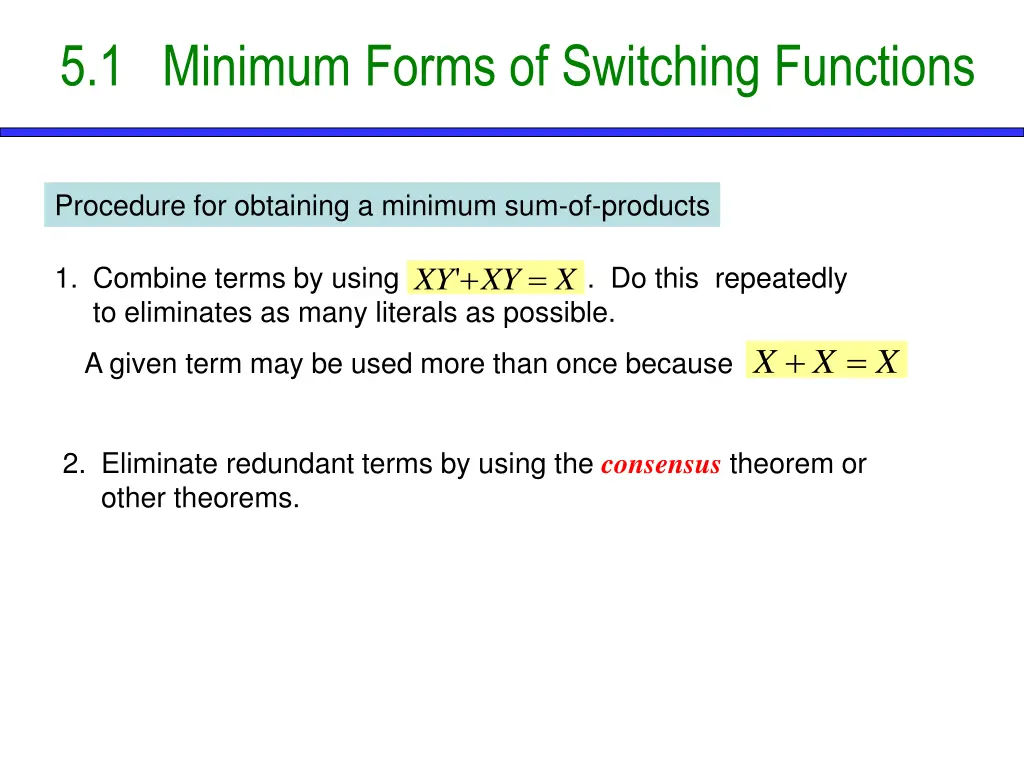 5 1 minimum forms of switching functions 2