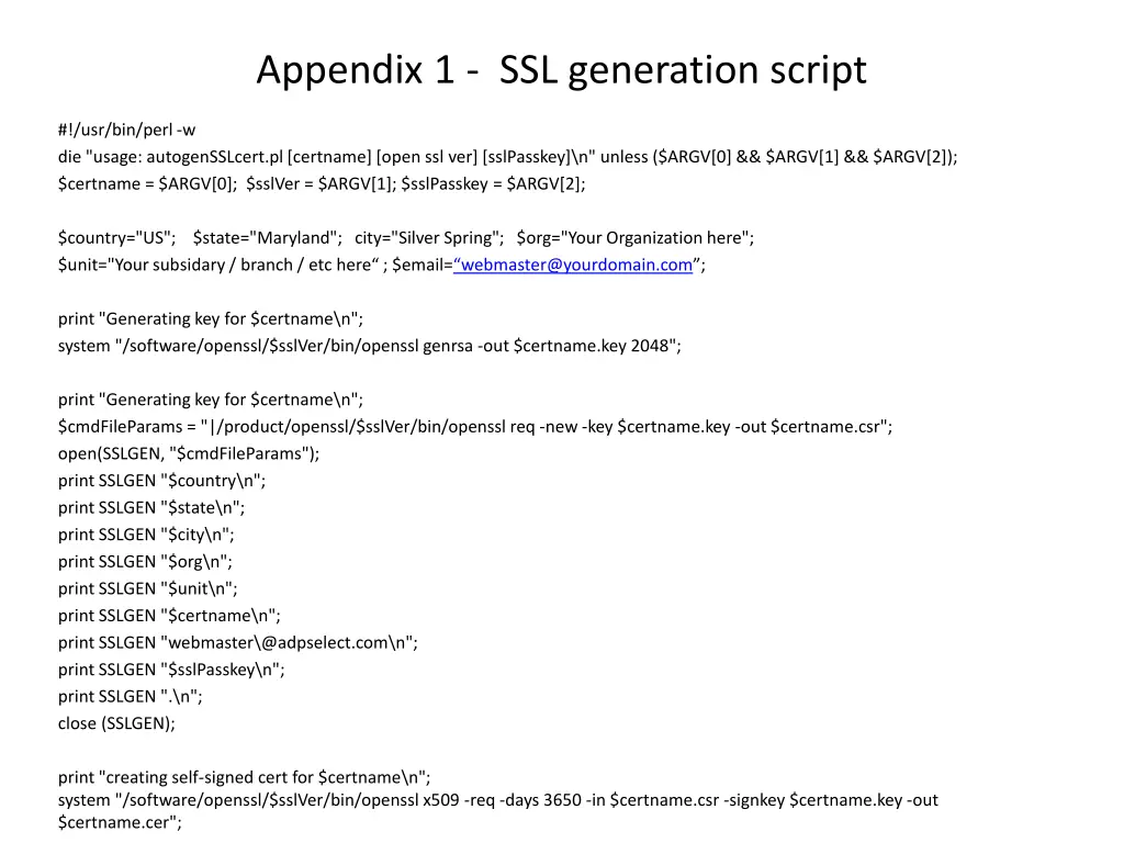 appendix 1 ssl generation script