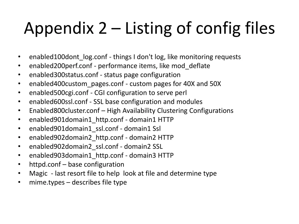 appendix 2 listing of config files
