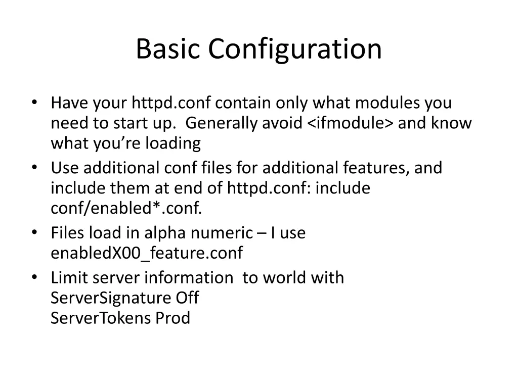basic configuration