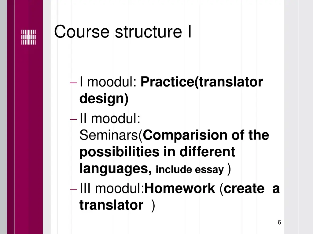 course structure i