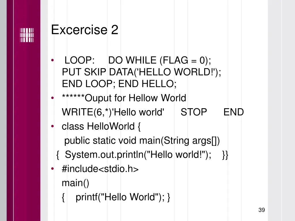 excercise 2