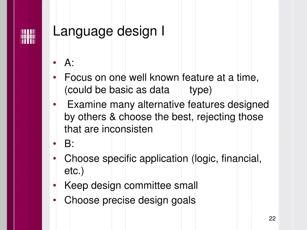 language design i