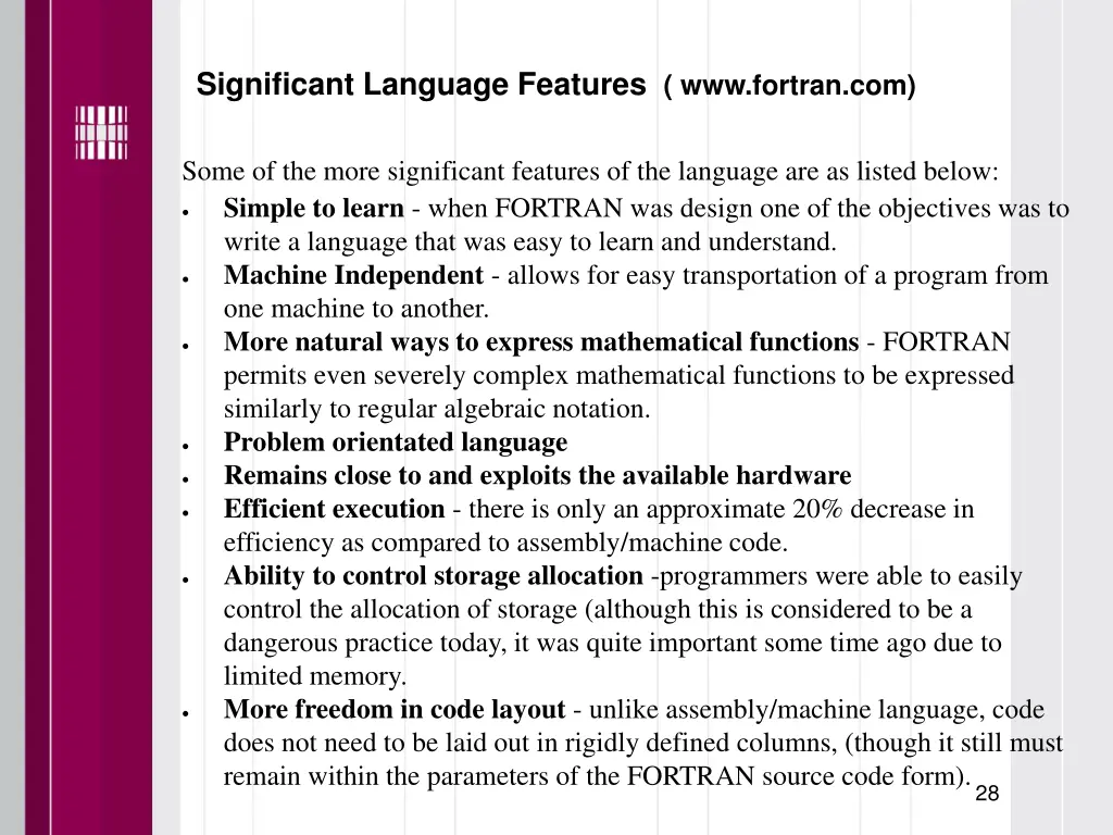 significant language features www fortran com