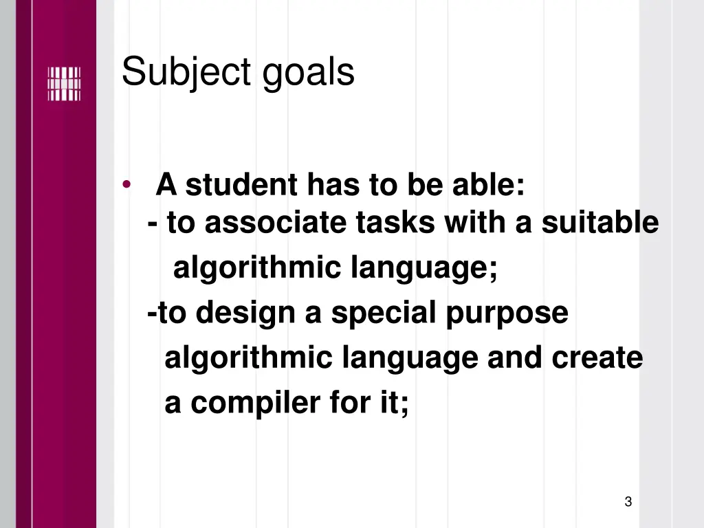 subject goals