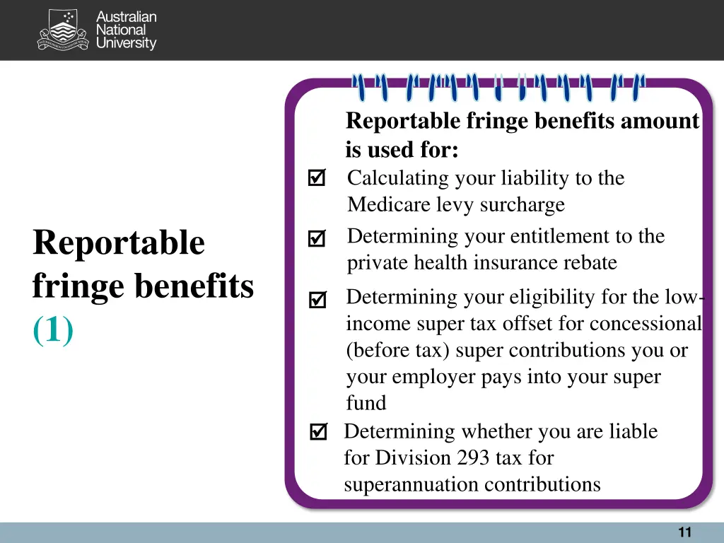reportable fringe benefits amount is used for