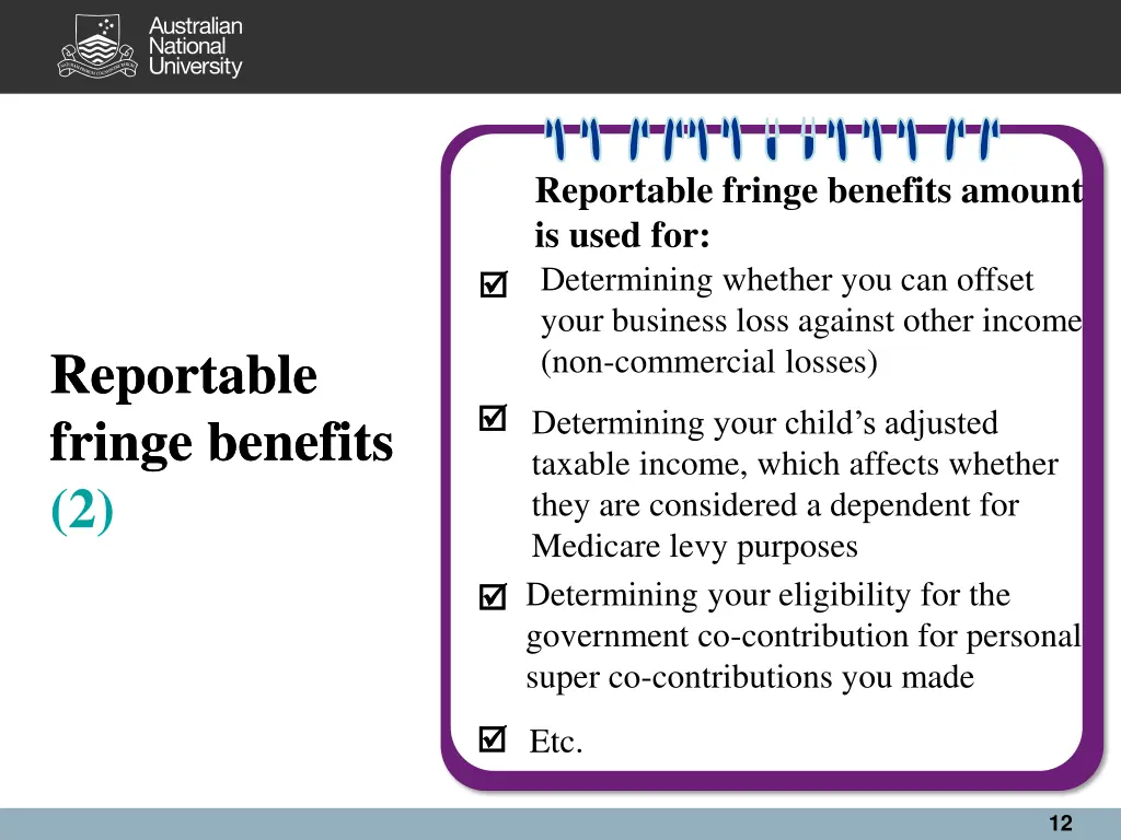 reportable fringe benefits amount is used