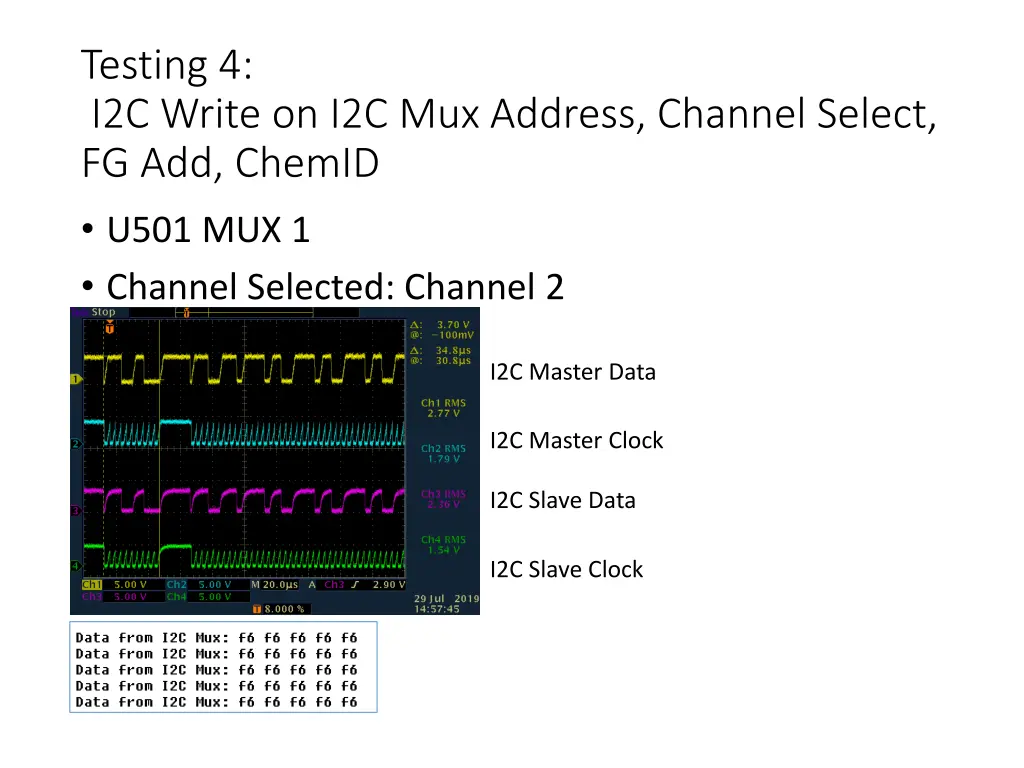 testing 4 i2c write on i2c mux address channel