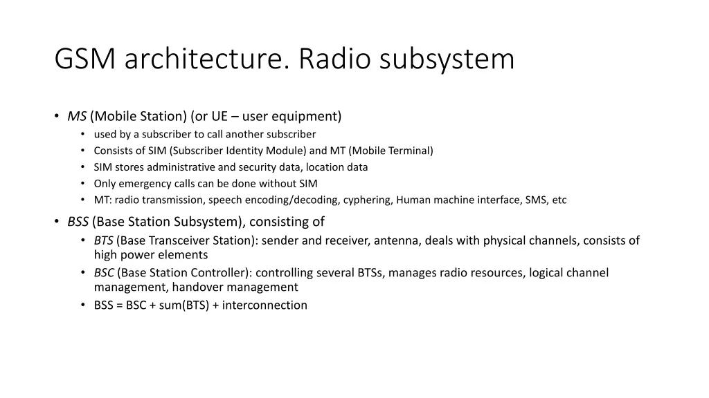 gsm architecture radio subsystem
