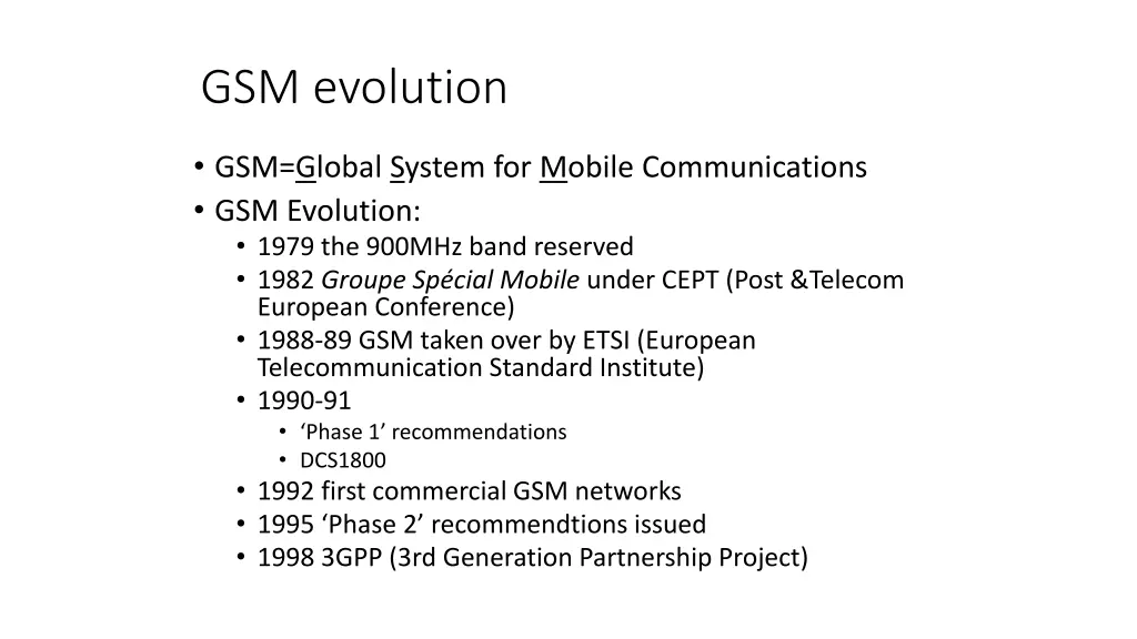 gsm evolution