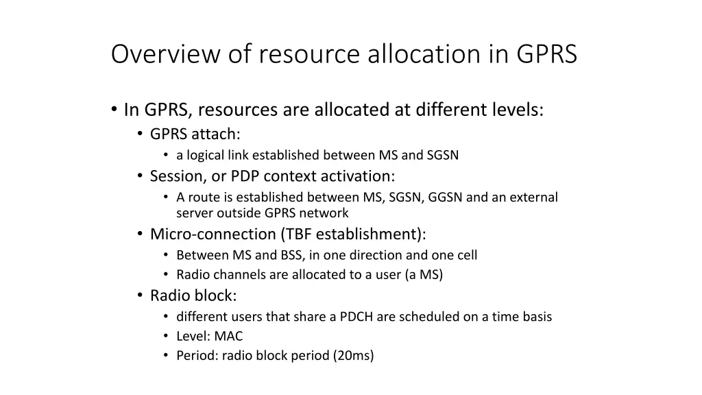 overview of resource allocation in gprs