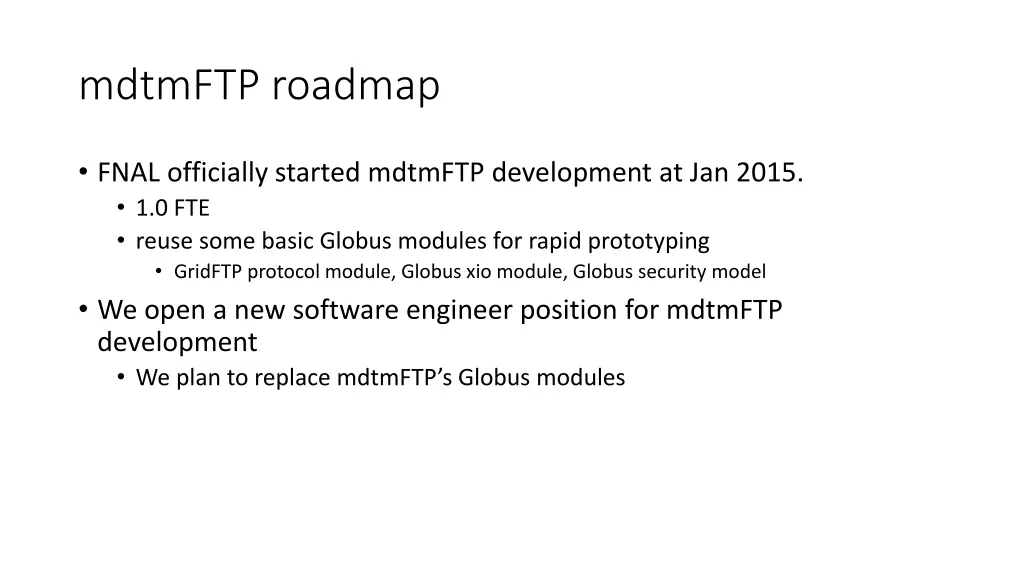 mdtmftp roadmap