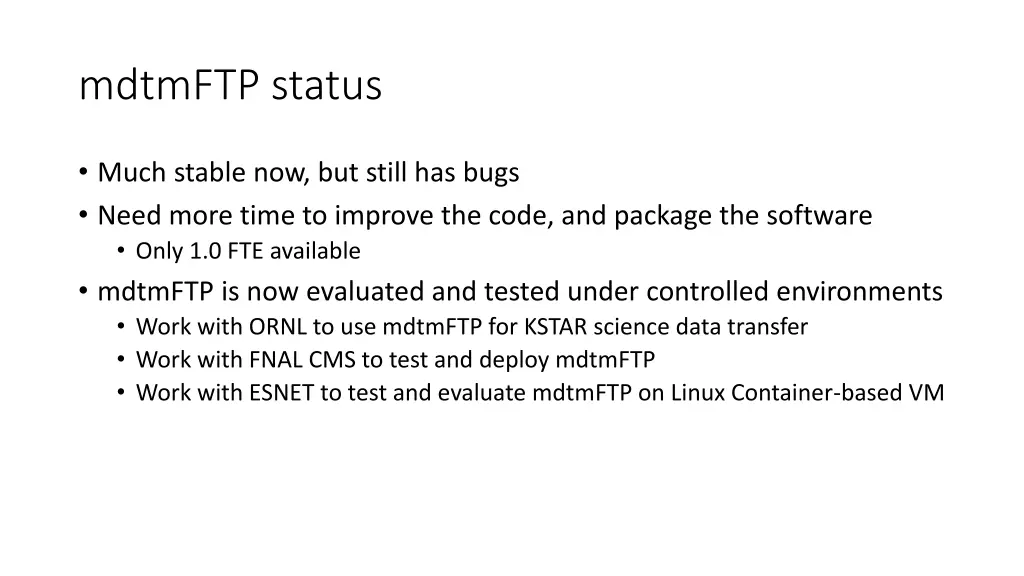 mdtmftp status