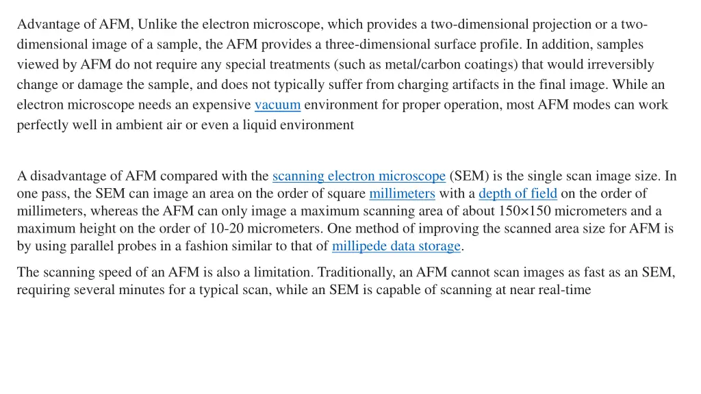advantage of afm unlike the electron microscope