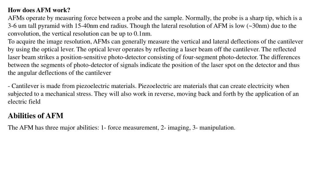 how does afm work afms operate by measuring force