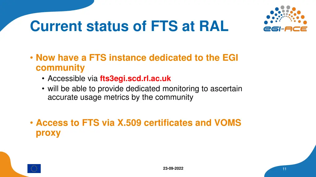 current status of fts at ral