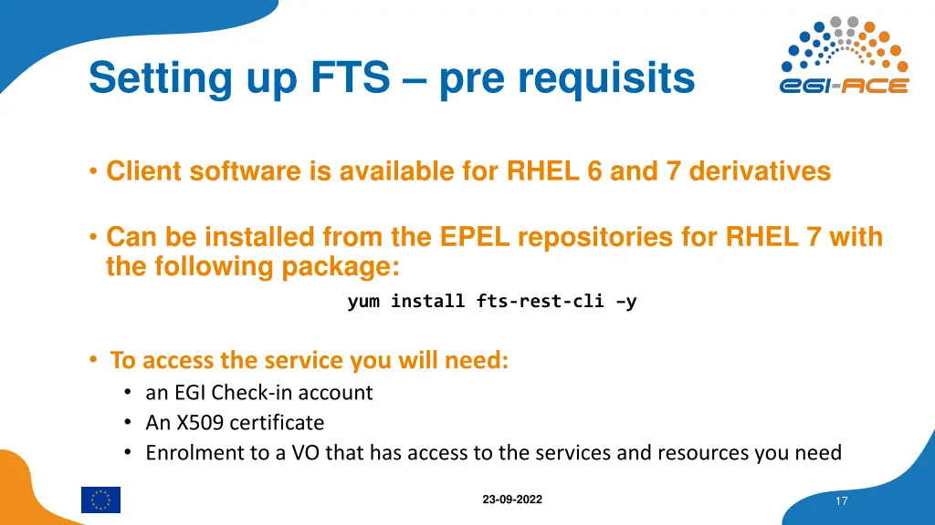 setting up fts pre requisits