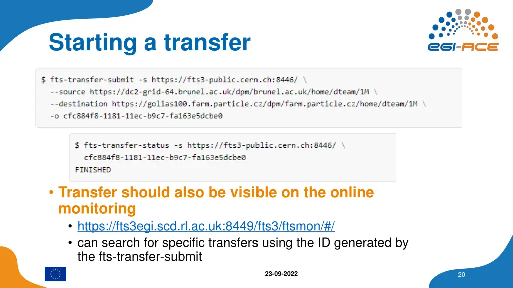 starting a transfer