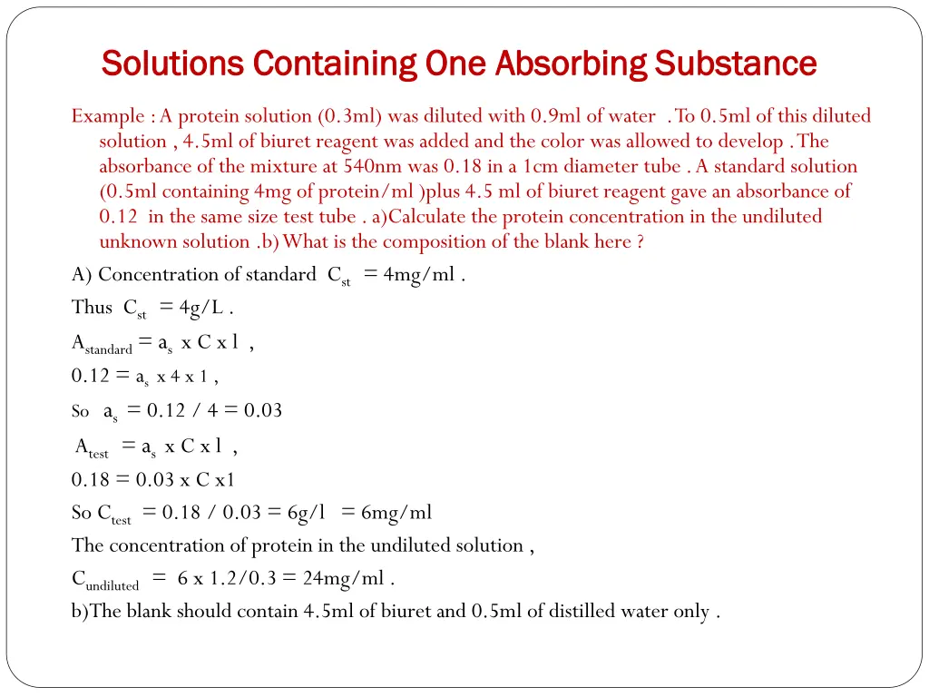 solutions containing one absorbing substance 4
