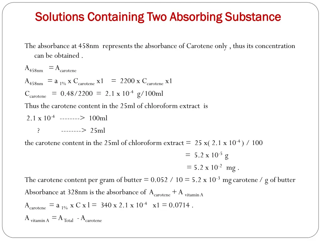 solutions containing two absorbing substance 2