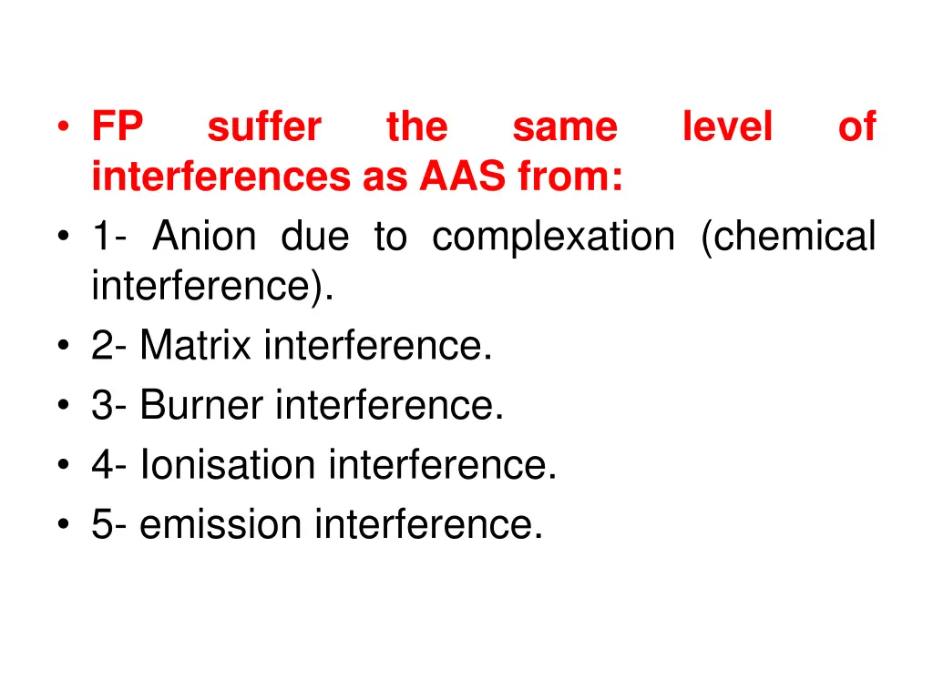 fp interferences as aas from 1 anion
