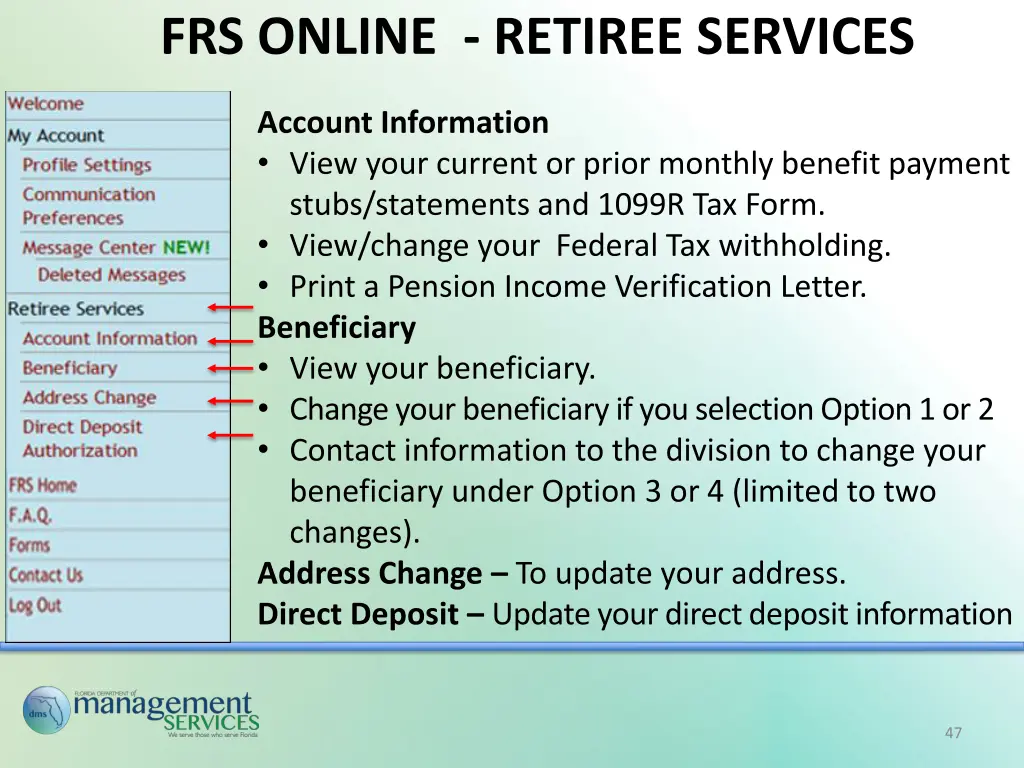 frs online retiree services