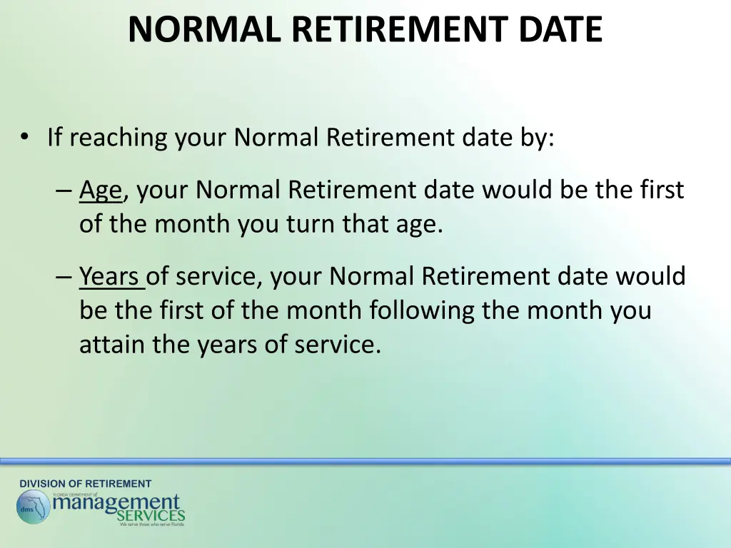normal retirement date 2