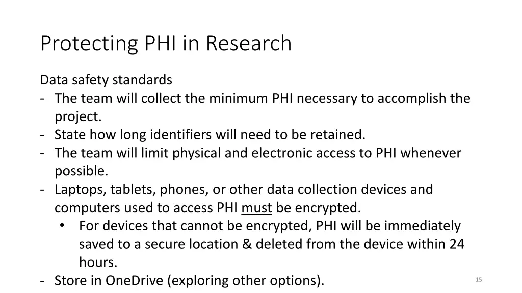 protecting phi in research
