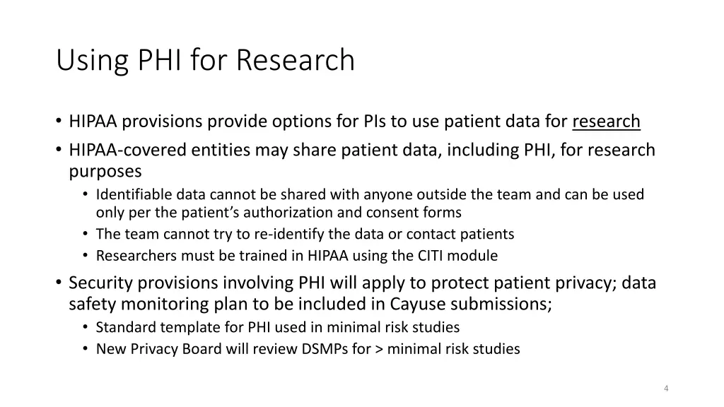 using phi for research